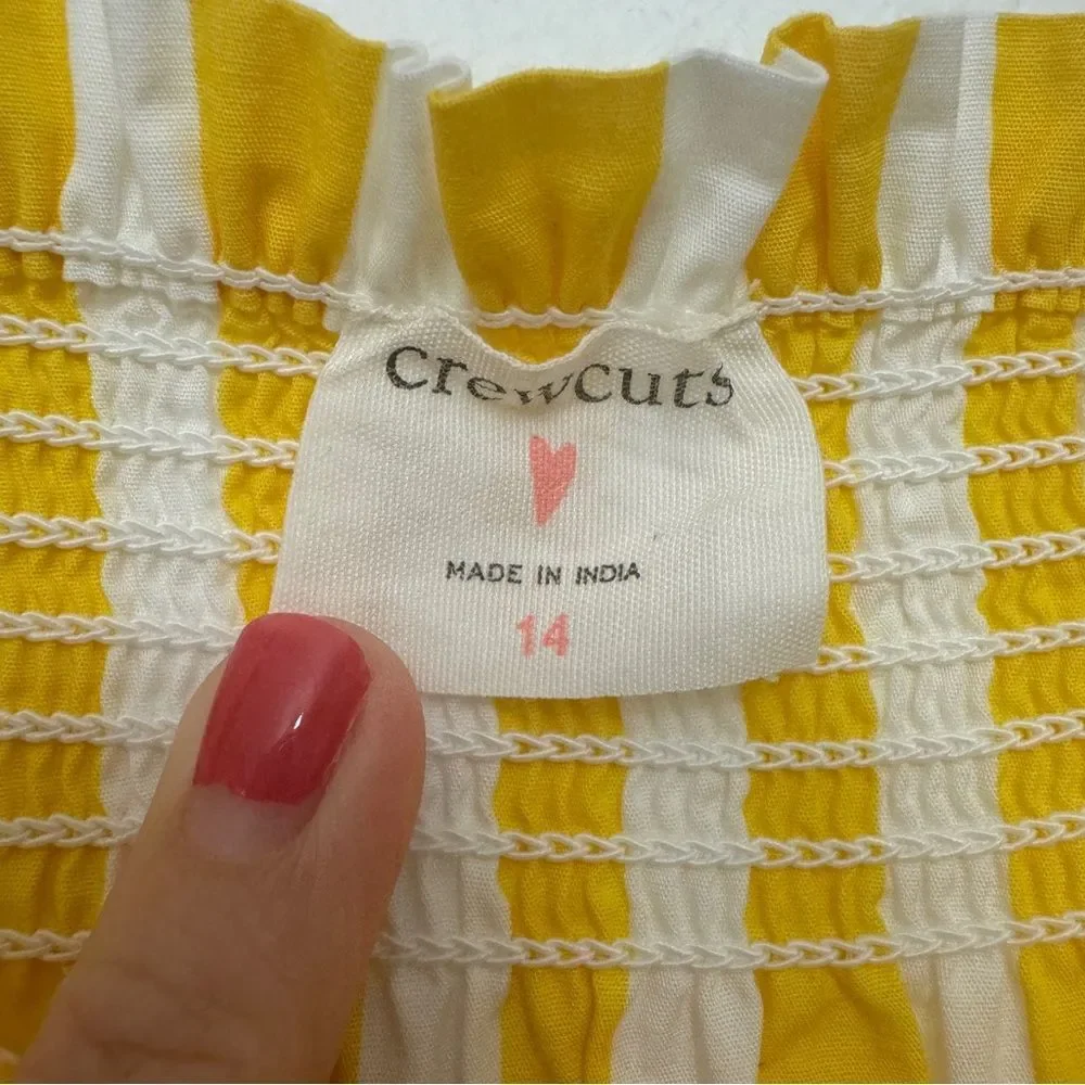 Crewcuts Girl’s Striped Dress Yellow and White Size 14
